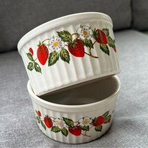 Vintage Sheffield Strawberries & Cream Stoneware Ramekins